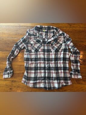 Epic Threads Black White Red Plaid Button-Down Shirt